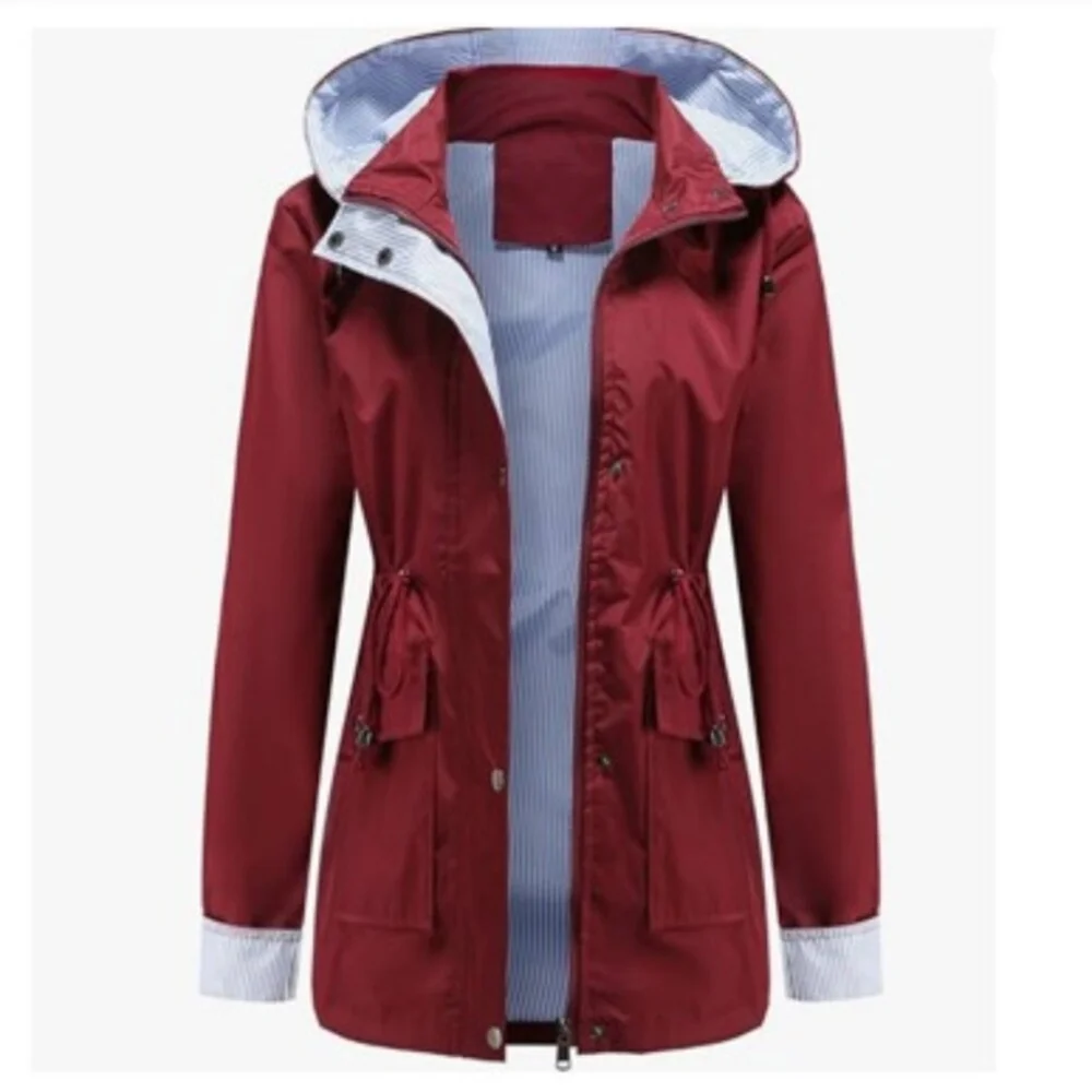 Women's Burgundy Utility Jacket - Picture 4 of 6